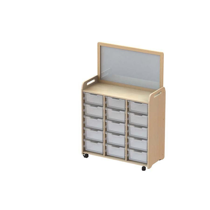 Millhouse Tray Storage Unit With Magnetic Whiteboard Divider 15 Deep Trays