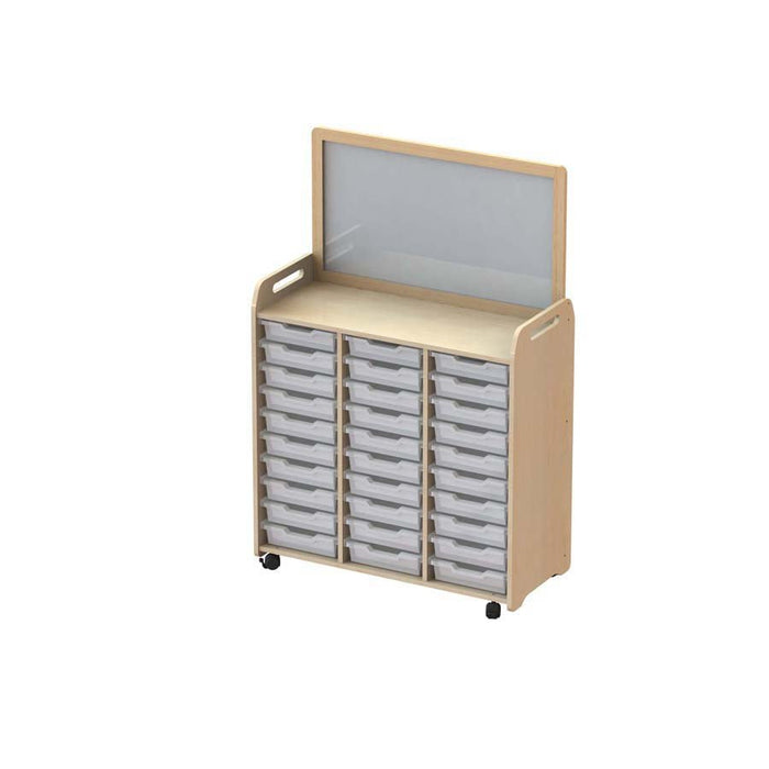 Millhouse Tray Storage Unit With Magnetic Whiteboard Divider 30 Shallow Trays