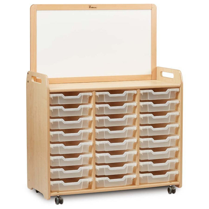 Millhouse Tray Storage Unit With Magnetic Whiteboard Divider 24 Shallow Trays
