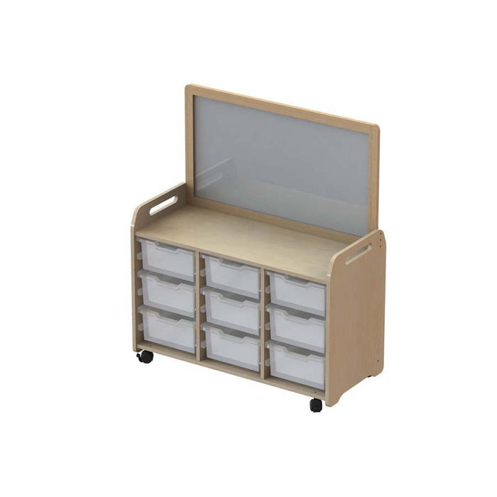 Millhouse Tray Storage Unit With Magnetic Whiteboard Divider 9 Deep Trays
