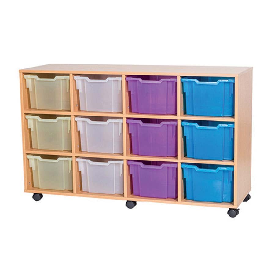 Smart Storage Coloured Edge Fixed Shelf 12 Extra Deep Tray Unit mobile