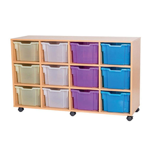 Smart Storage Coloured Edge Fixed Shelf 12 Extra Deep Tray Unit mobile